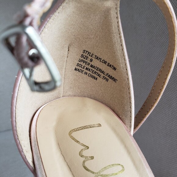 Lulu's Blush Pink Satin Ankle Strap Block Heel Shoe SIZE 9 - Picture 10 of 11